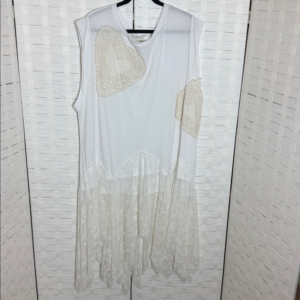 Free People x Tricia Fix White Heart Maxi Tee Size Large - Picture 7 of 15
